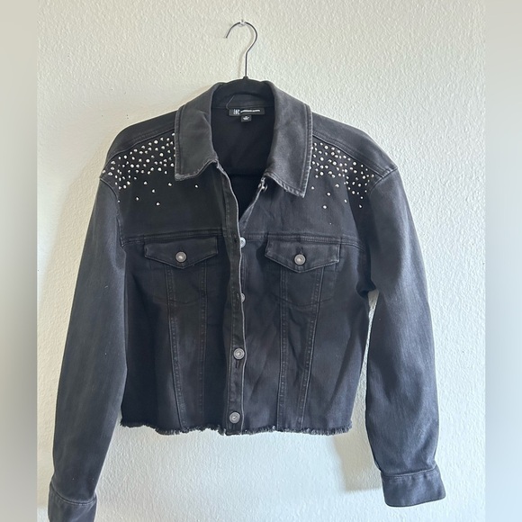 I.n.c. International Concepts Women's Embellished Denim Trucker Jacket - Picture 5 of 7